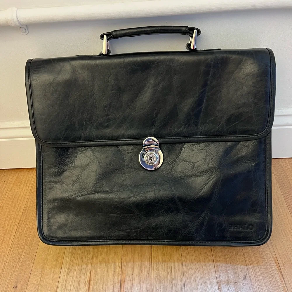 High End Quality Leather Men’s Briefcase**Grey w/Dustbag $895